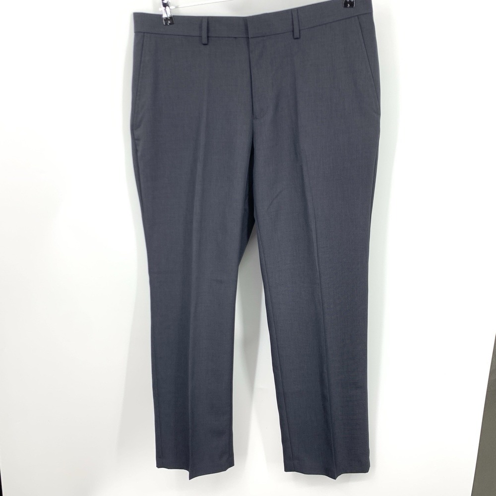 Haggar Men Size 38 x 30 Pants Navy Blue Trousers Straight Tailored Fit Suit